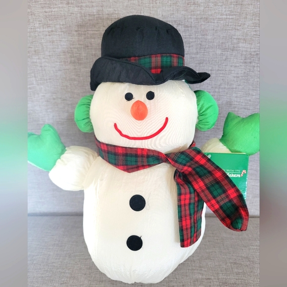 Vintage Nylon Snowman Plush Soft Adorable - Picture 1 of 7